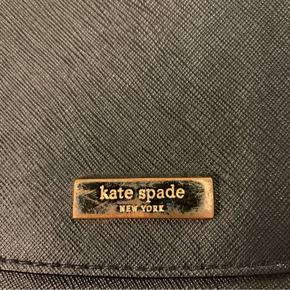 Kate Spade Black Leather Purse with Gold Chain & Black Leather Crossbody Strap - Picture 4 of 16